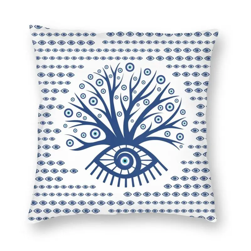 Greek Evil Eye Tree Mati Cushion Cover Sofa Living Room Matiasma On White Turkish Square Throw Pillow Cover 40x40