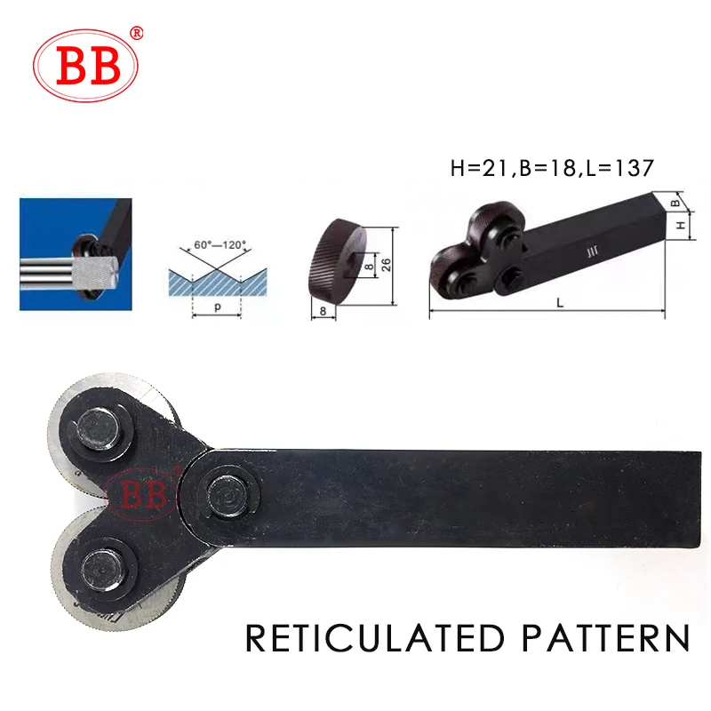 BB Knurling Tool Holder & Wheels for Lathes Straight & Reticulated Pattern Copper 0.5 0.8 1.0 1.2 1.6 2.0 Pitch