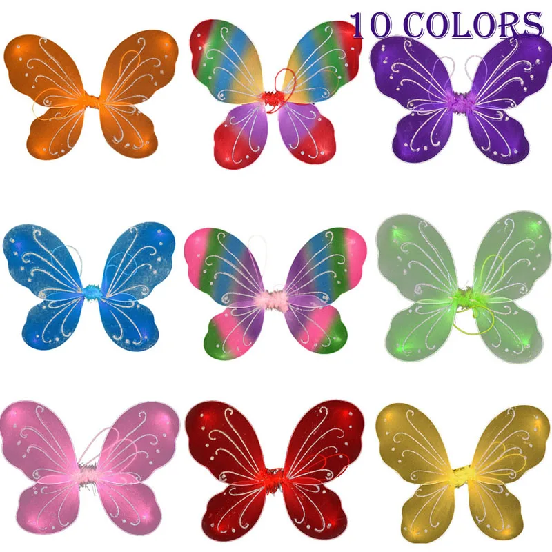 Combhasaki-vestido de princesa para niña, alas de mariposa de hadas, accesorios de disfraces de fiesta, 10 colores