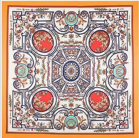 Luxury Brand Square Silk Scarf New Geometric Maze Design Winter Scarf Fashion Shawls Wrap 130*130cm Ladies Silk Scarves