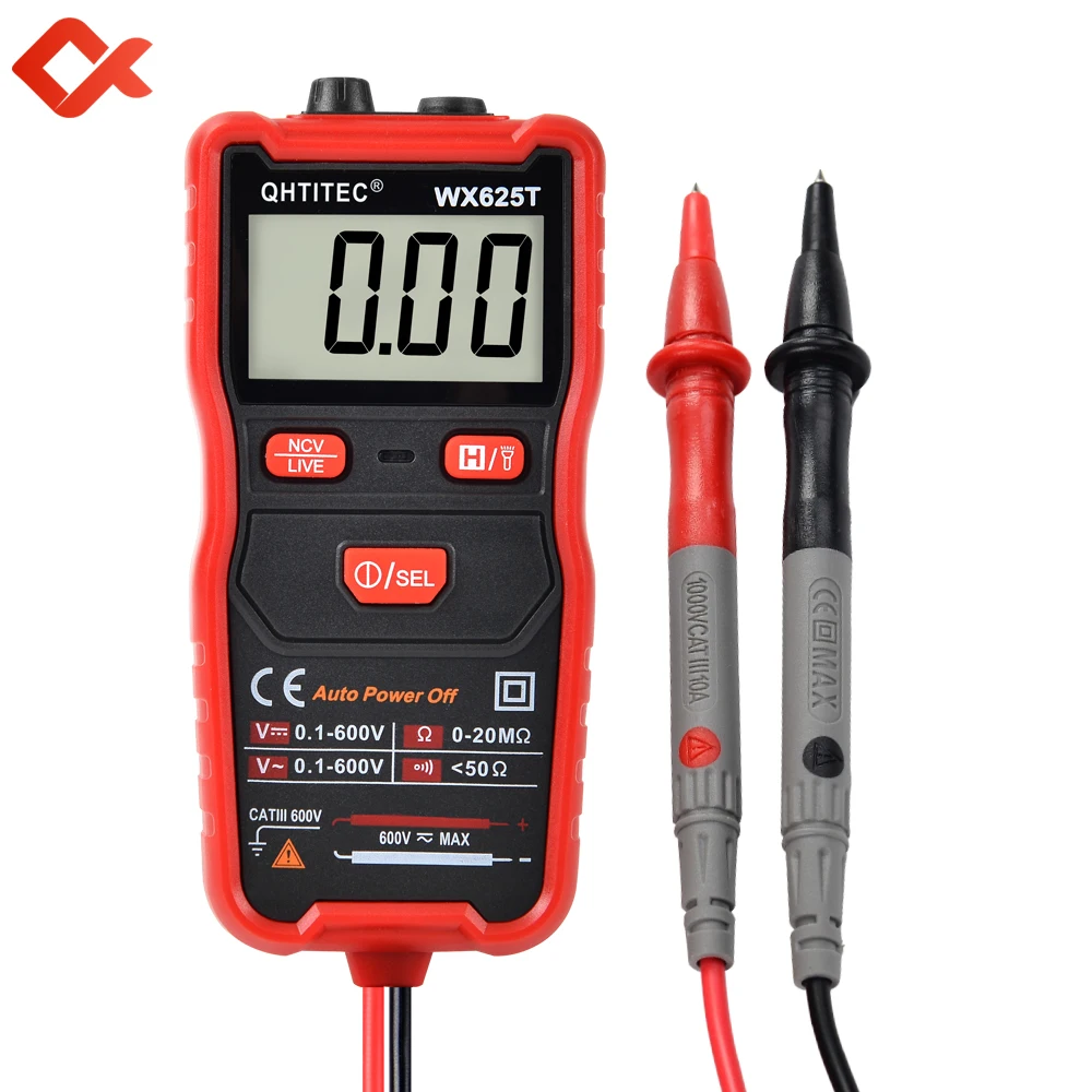 QHTITEC 625T Digital Multimeter True Rms Automatic Range Multimetro Tranistor Meter AC/DC Voltage Tester With NCV Flashlight