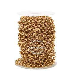 1 Meter Stainless Steel Gold Rolo Chain 3mm 4mm 5mm 6mm Width Open Round Link for Jewelry Making