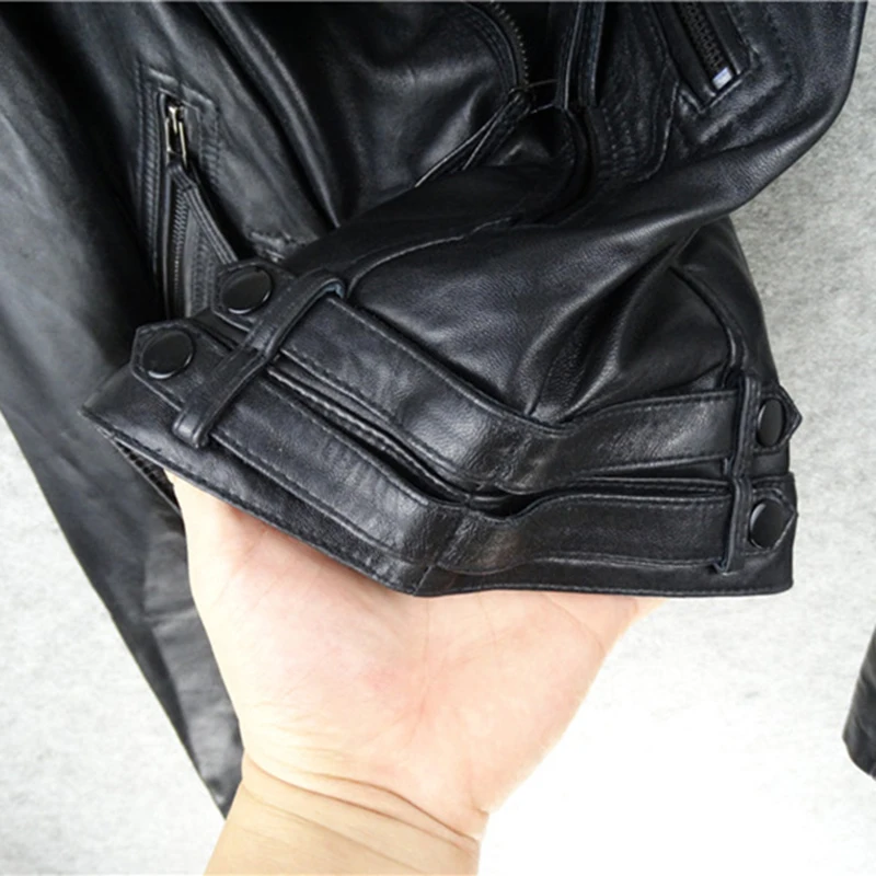 New Brand 2020 Luxury Genuine Jacket Women Black Fashion Slim Motorcycle Biker Sheepskin Real Leather Short Coats Female