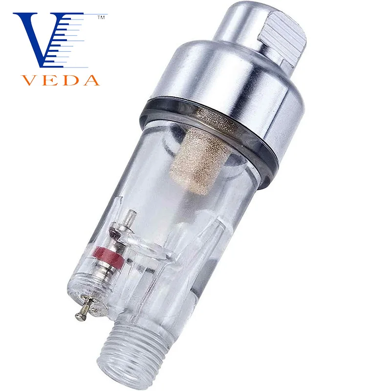 Mini Separador em Linha de Aerógrafo para Suprimentos Filtro de ar e Armadilha de Água para Conexões em Aerógrafos e Mangueiras com Roscas de 8