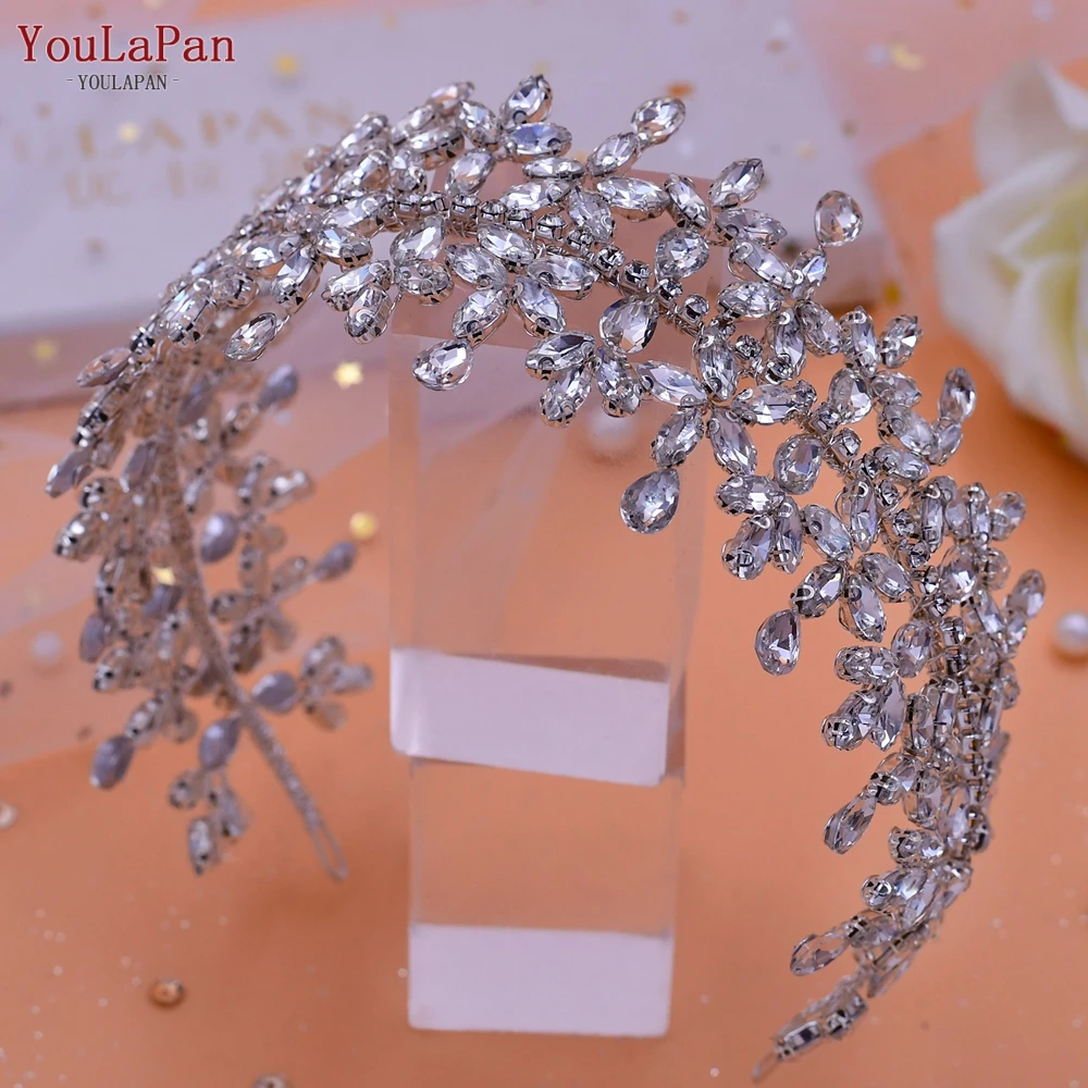 TOPQUEEN Wedding Headband Bridal Headdresses Bridesmaid Hair Hoop Women Tiara Rhinestone Baroque Bride Hair Accessories HP404