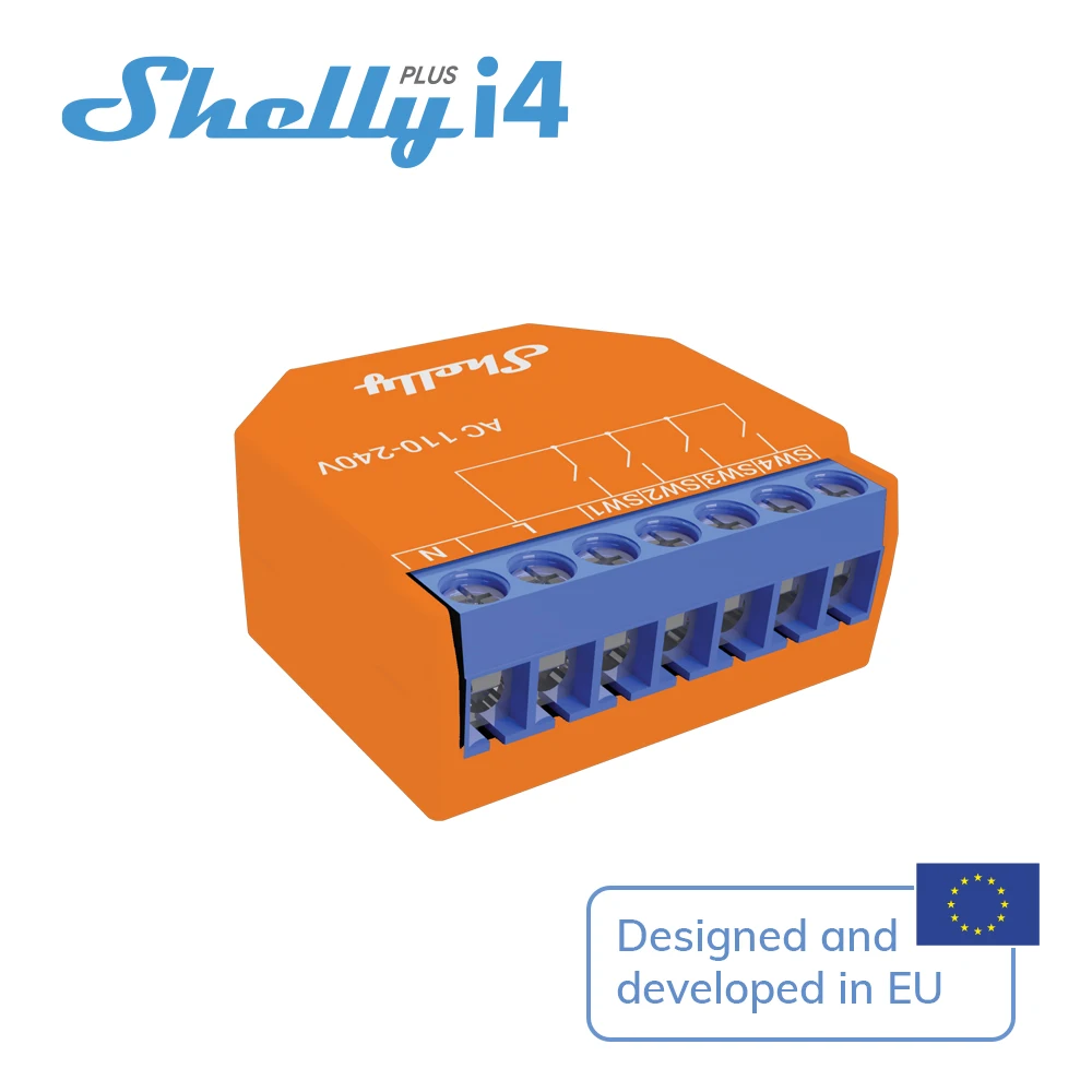 Shelly Plus i4 AC/DC Bluetooth Wi-Fi Operated Connects To Your No HUB Required Java Scripts Support For Customized