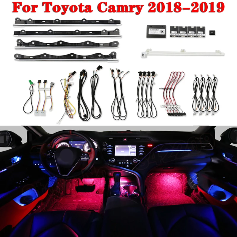 

Ambient Light Set For Toyota Camry 2018-2022 Button And App Control Decorative LED 64 colors Atmosphere Lamp illuminated Strip