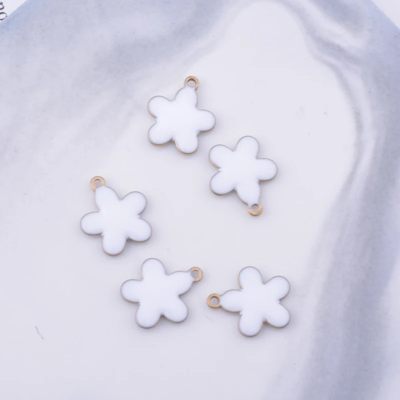 30 Stück 10*12mm Kupferfarbene Kleine Blumenanhänger Beidseitig Emailliert für DIY Schmuck- und Ohrringherstellung – Detail 6