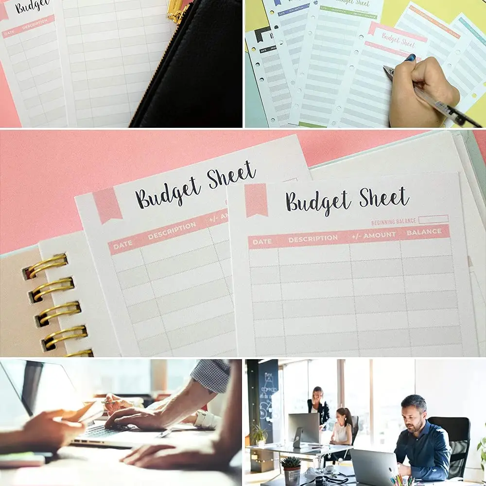 26 Pieces A6 Binder PVC Notebook Cover Budget Envelopes Planner Organizer with Binder Zipper Pockets, Budget Sheets & Ruler