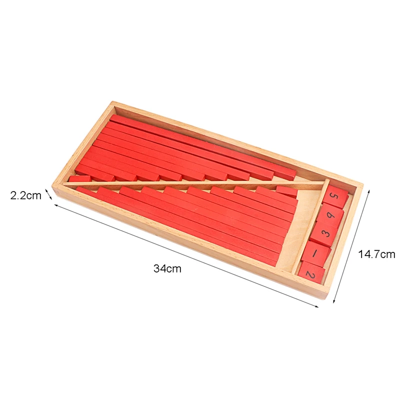 Varillas numéricas de matemáticas Montessori, materiales de matemáticas, Mini caja de palos azules y rojos, Digital 1-10, juegos de educación temprana para el hogar, ejercicios de números