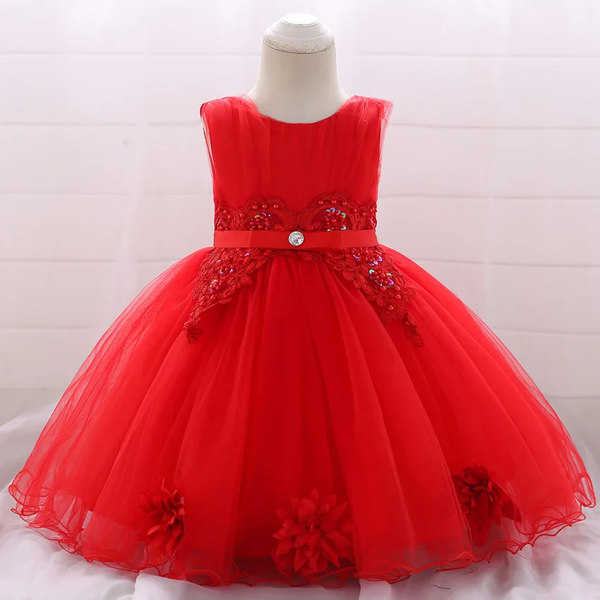 Baby Girl Clothes Flower Bow Lace 1 Yrs Birthday Dress for Girl Toddler Wedding Party Princess Baptism Dresses Evening Prom Gown