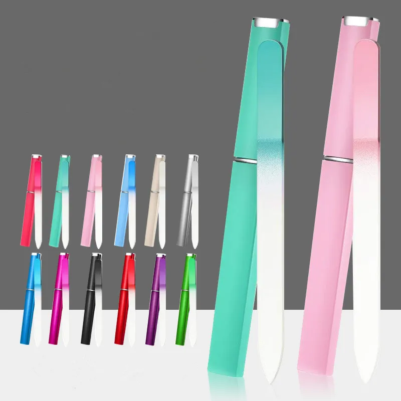 1PC Colored Crystal Glass Nail File Polished Manicure Tools Sandblasted Glass Nail File Set Available On Both Sides