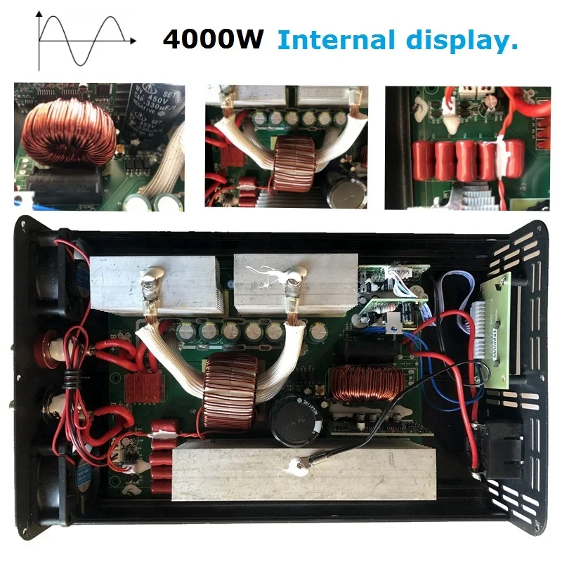 순수 사인파 전원 인버터, 4000W, 5000W, DC 12V 24V 48V 에서 AC220V 로 변환, 휴대용 보조 배터리 변환기, 태양광 자동차 변압기