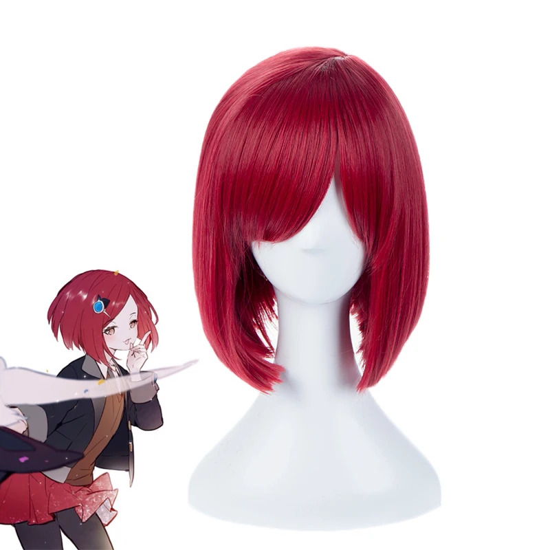 Danganronpa v3 matando harmonia yumeno himiko vermelho peruca curta cosplay traje dangan ronpa resistente ao calor do cabelo perucas femininas festa