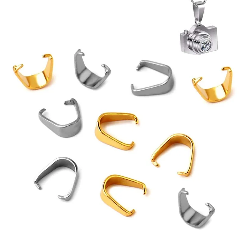 

50PCS Gold Stainless Steel Melon Seeds Buckle Pendant Clasps Clips Bail Charm Connectors for DIY Necklace Jewelry Making Finding