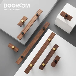 Dooroom – Poignées de meubles en laiton et noyer, longues tirettes modernes, pour armoire, commode, boîte à chaussures, bar à vin, tiroirs