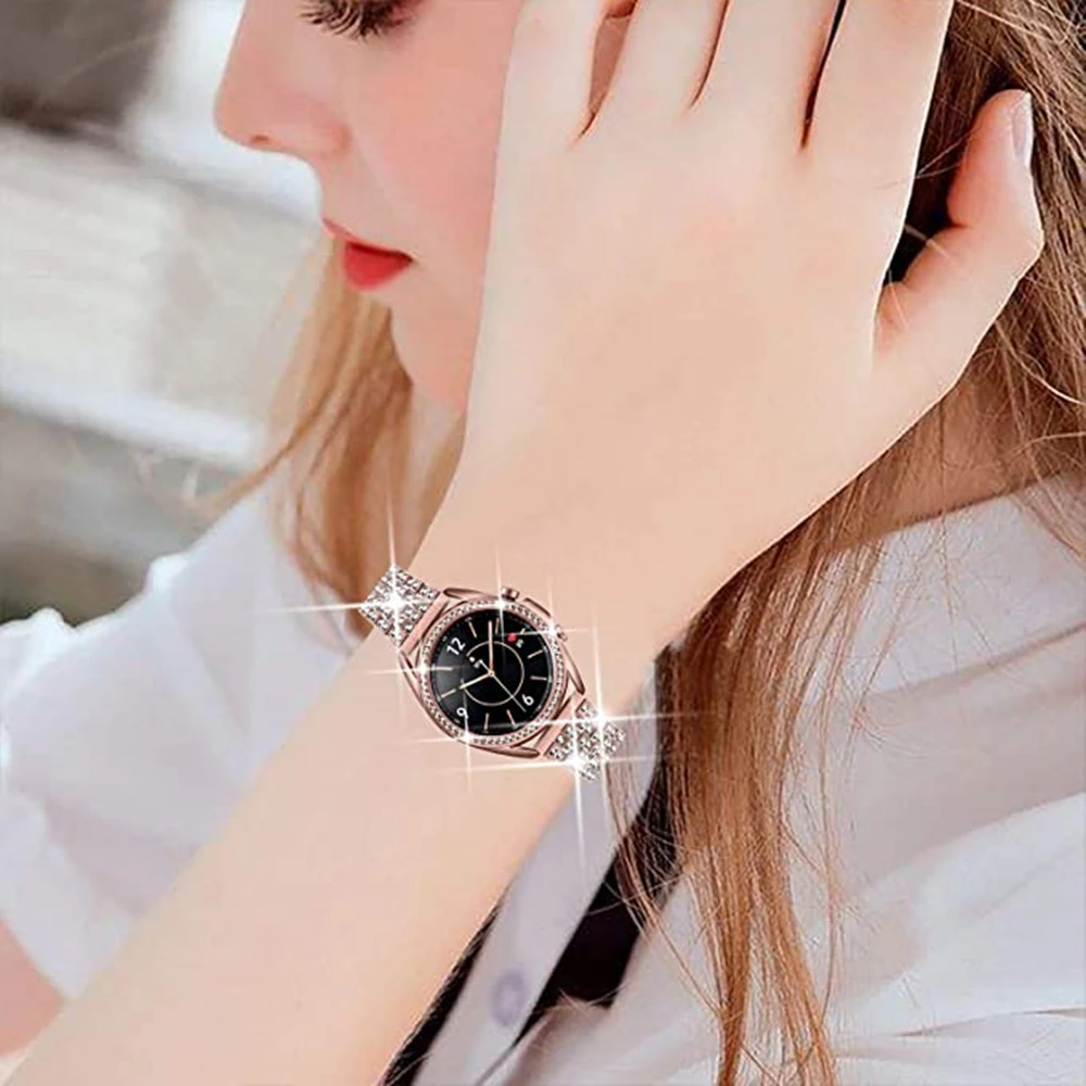 Bling Bracelet For Samsung Galaxy Watch 3 45mm 41mm Stainless Steel Strap Bezel Ring For Galaxy Watch 4 classic 44mm 40 46mm 42