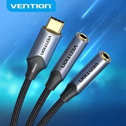 Vention typ C na podwójny 3.5 Jack USB C na 3.5mm Aux podwójne słuchawki Adapter Audio na usb-c Tablet/telefon Laptop Jack 3 5 kabel