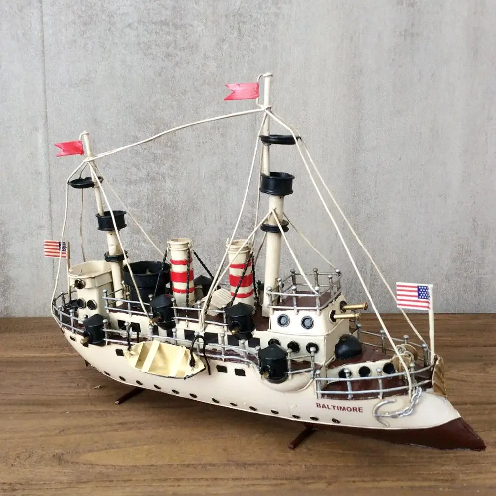 

Cruiser Model Vintage Ironwork Tin Retro Crafts Handmade Collection Handicraft Decorations Gifts Retro Nostalgic Metal Crafts