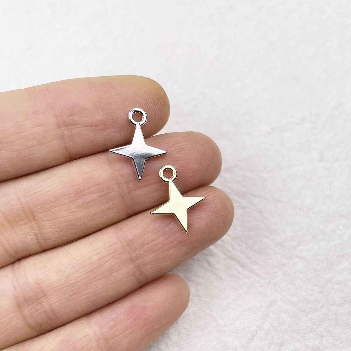 Eruifa-Zinc Alloy Retangle Coin, Colar Estrela, Bracelet Brinco, Handmade Jewelry, DIY, 2 Cores, 12mm, 20Pcs