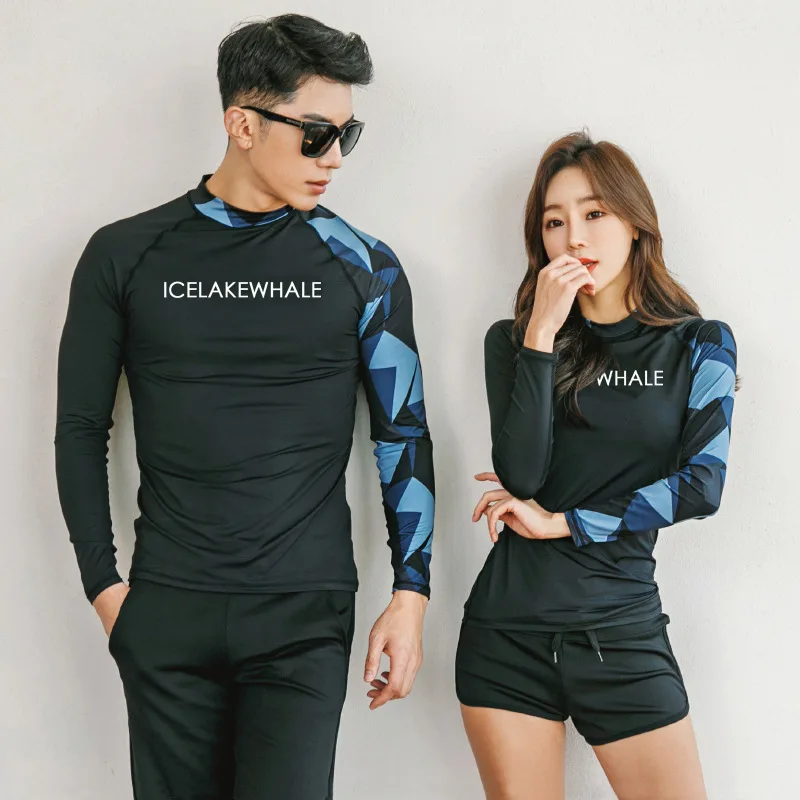 Ccouple Rash Guard Full Body Suits Women\'s or Men\'s UV Swim Shirt+Leggings/Shorts Lovers Matching Surfing Swimsuit Quick Dry