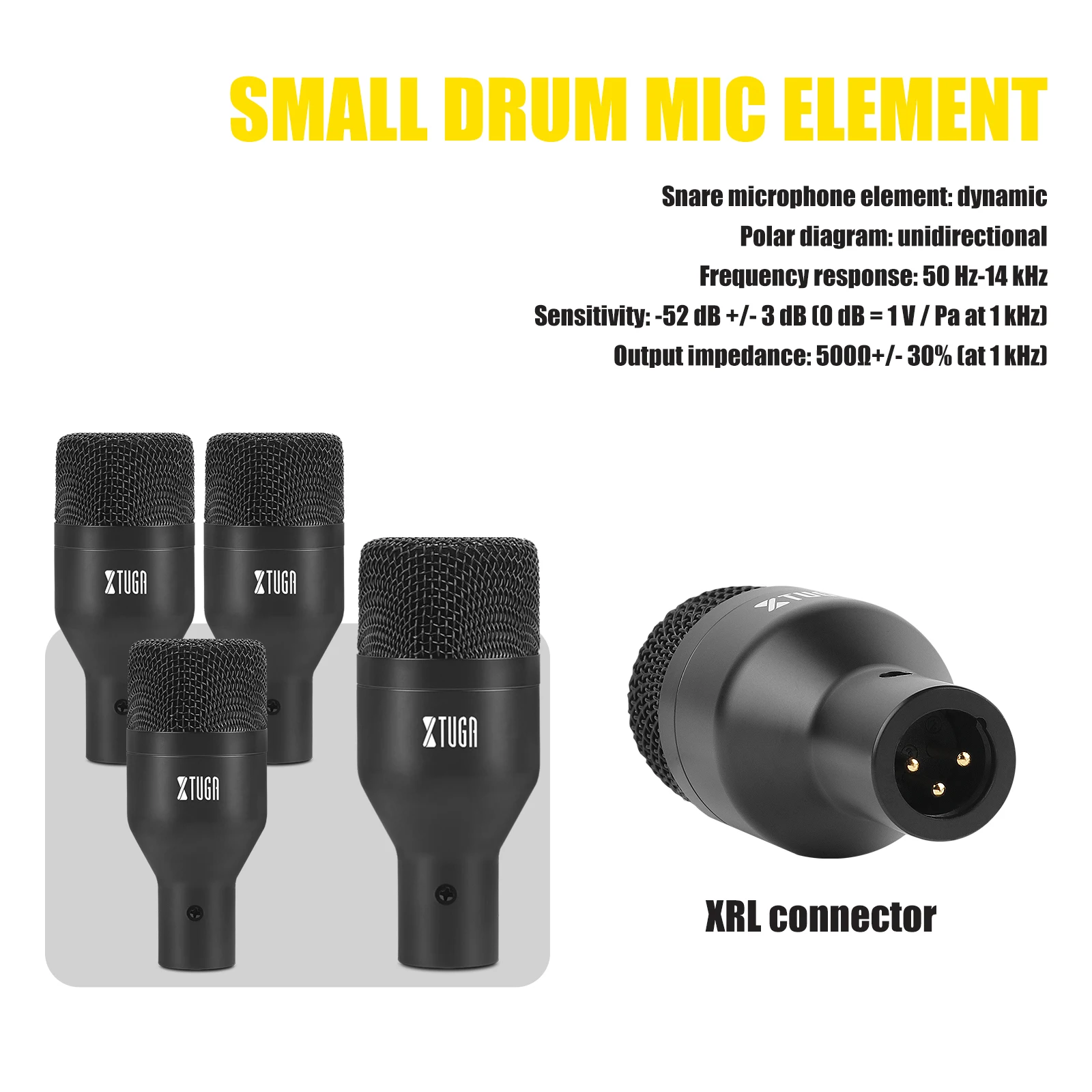 XTUGA DI7 Kit de micrófono de tambor dinámico con cable de 7 piezas, conjunto de micrófono de Metal completo, Kick Bass Tom/Snare y platillos, uso para tambores