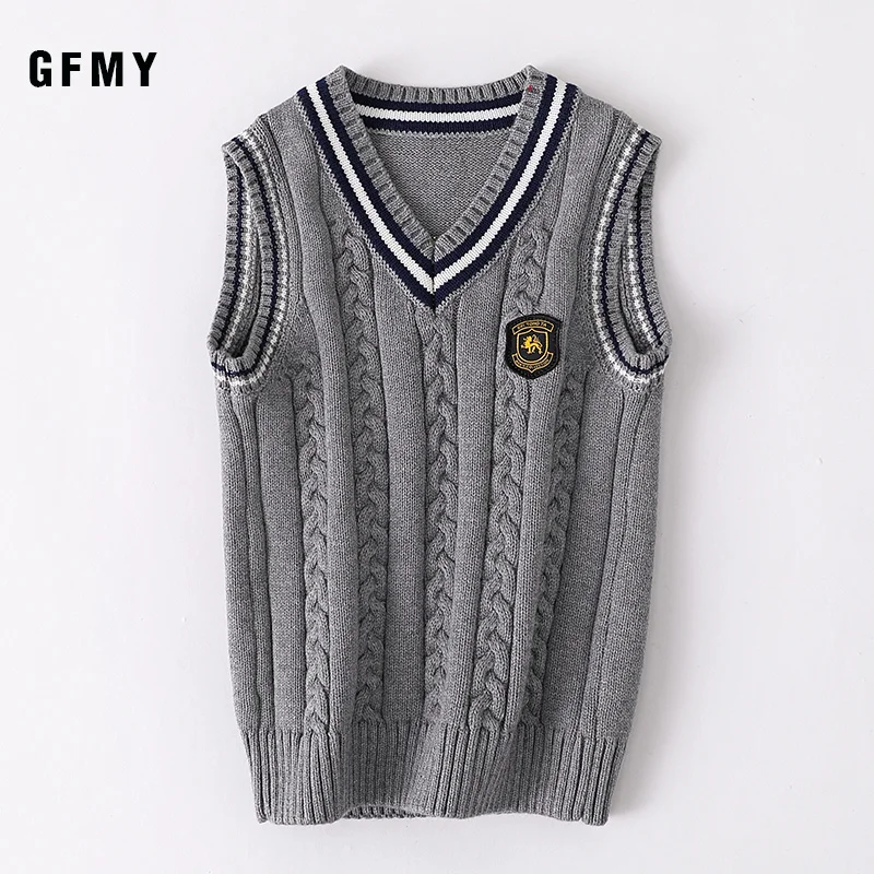 School Uniform Sweater For Women And Men College British Japanese JK V-Neck Girls Boys Vest Cotton Outerwear Knitting Waistcoat