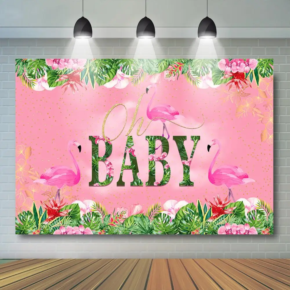 

Flamingo Baby Shower Backdrop Tropical Floral Summer Baby Shower Party Decoration Flamingle Printable Photo Background