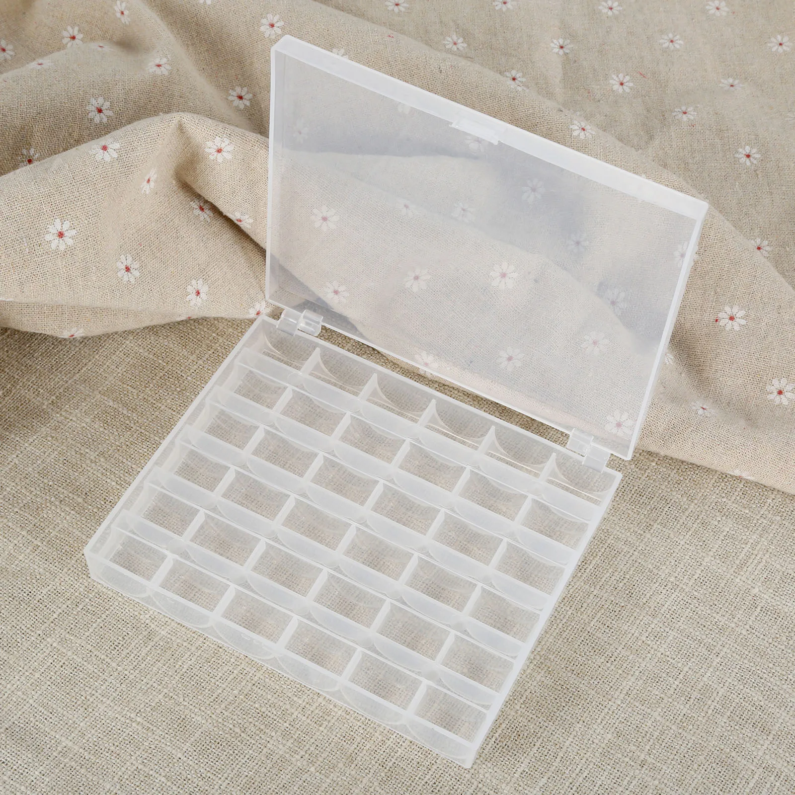 1pc 36in1 Slots Bobbins Box Storage Spool Case Sewing Machine Bobbin/Thread Store Plastic Clear Transparent 14.5x12x2.5cm Holder