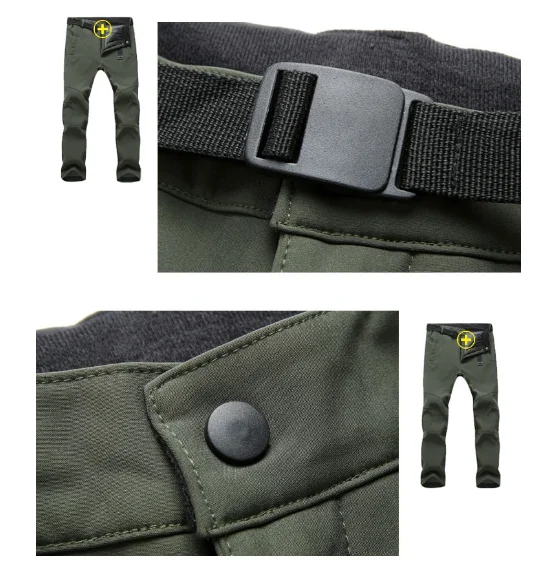 Pantalon Cargo chaud en polaire thermique pour homme, vêtement militaire, vert, imperméable, coupe-vent, en coton, hiver