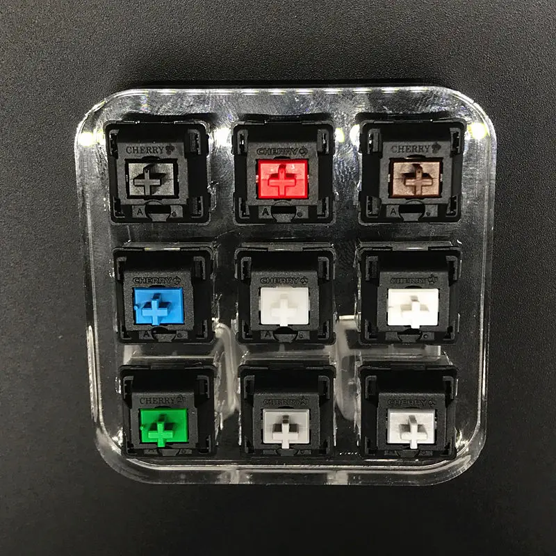 New Mechanical Keyboard axis Cherry MX Switch Tester 3 Pin Black Red Brown Blue Green Milk White Red 9 Key Translucent Keycap