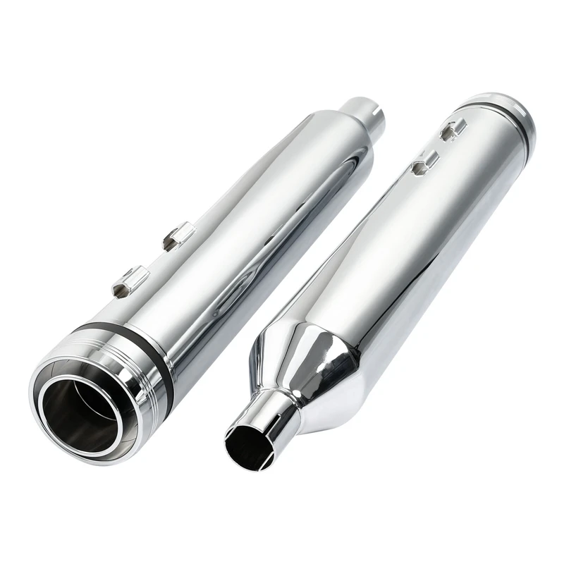 Motorcycle Chrome 4.33'' Megaphone Slip-On Exhaust Pipes Fit For Harley Touring Road Street Electra Glide 2017-2022