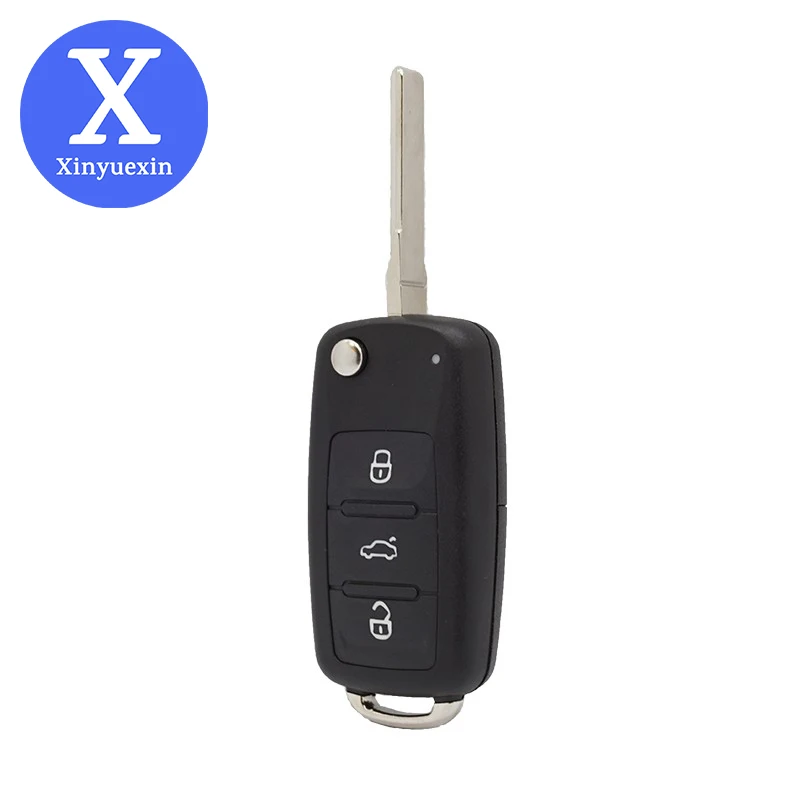 Xinyuexin Car Remote Key Fob Shell for VW Polo Golf Tiguan MK6 for VW Skoda Jetta MK6 Passat Bora 5K0837202AD Flip Key 3 Buttons