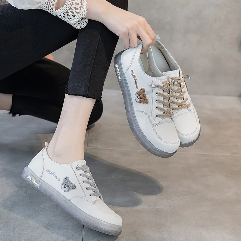 GKTINOO Women Sneakers Big Size 2024 Spring New Genuine Leather Loafers Women Casual Lace-up Women\'s Nurse Shoes