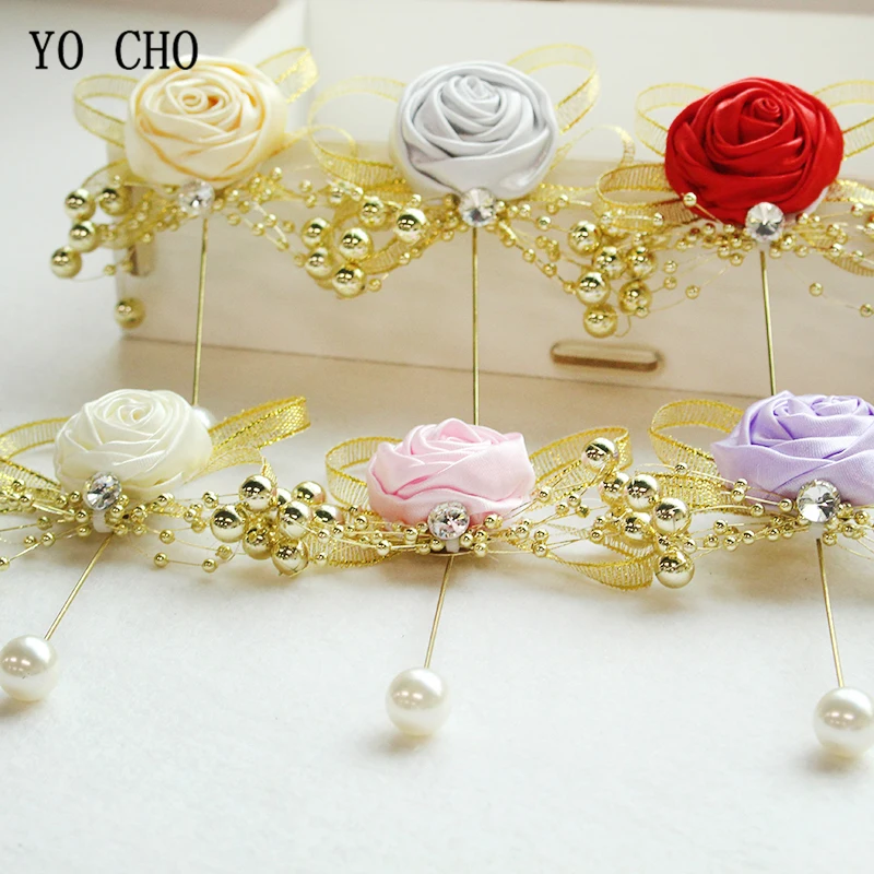 

YO CHO Groom Boutonniere Flower Mens Corsage Brooch Fake Pearl Girl Corsage Wedding Planner Supplies Prom Party Meeting Decor