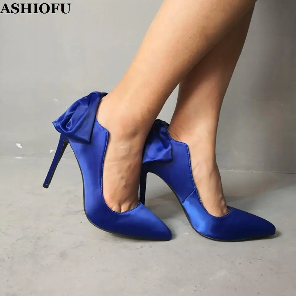 

ASHIOFU Hot Sale Ladies High Heel Pumps Butterfly Slip-on Party Prom Dress Shoes Pointed-toe Big-size Evening Club Fashion Shoes