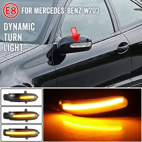 Мигающий водяной динамический поворотник для Mercedes Benz C Class W203 S203 CL203 2001-2007, светодиодный поворотный сигнал, боковой зеркальный свет, 2 шт.