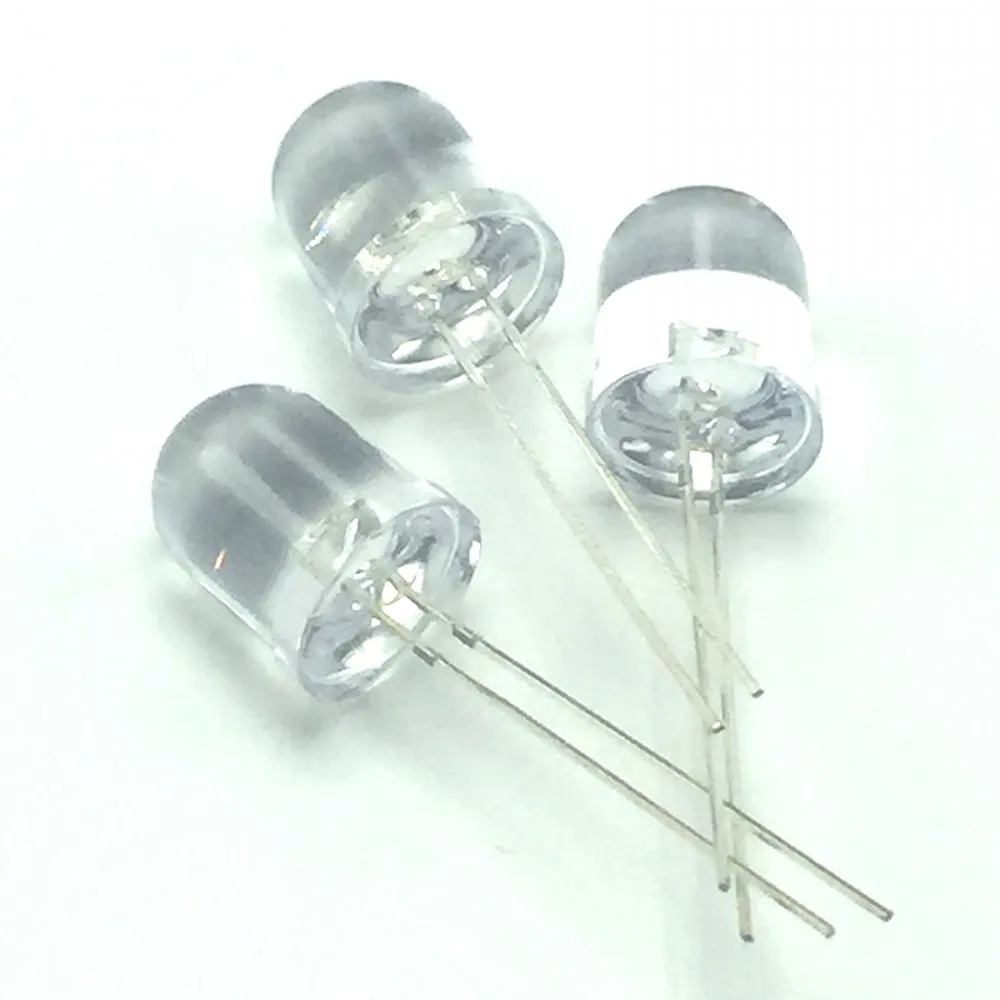 250PCS LED 10mm White Transparent Round White/Yellow/Red/Green/Blue LED Light Emitting Diode Lamp Water Clear F10 LED Diodes