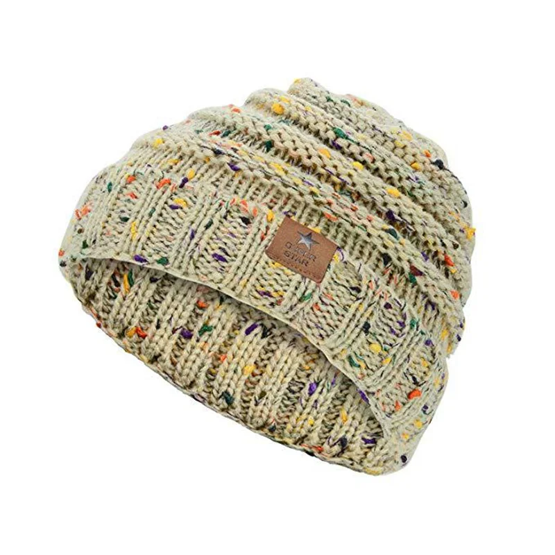 2020 new knitted dot sand hat children's winter woolen cap, warm hood, male and female baby ear caps 2 to 8 years old