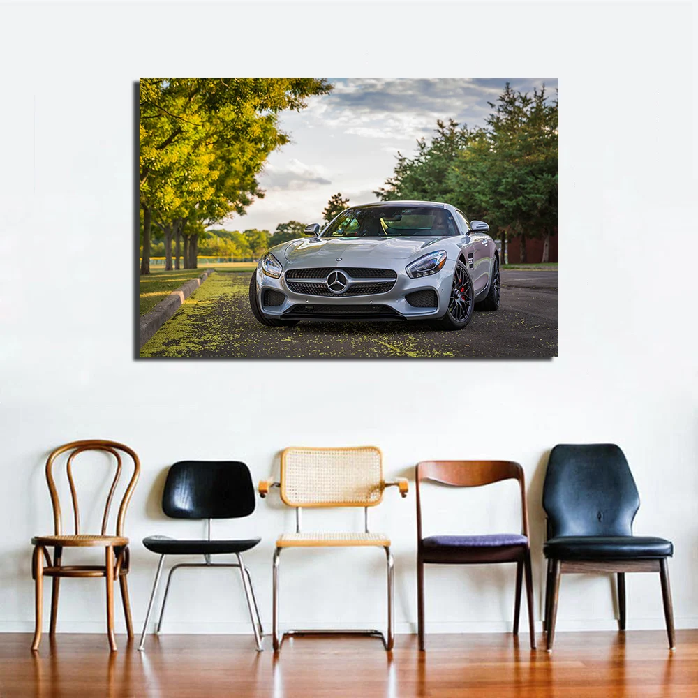 AMG GT Supercar Poster Canvas Cloth Fabric Print Wall Art Pictures For Living Room Decor