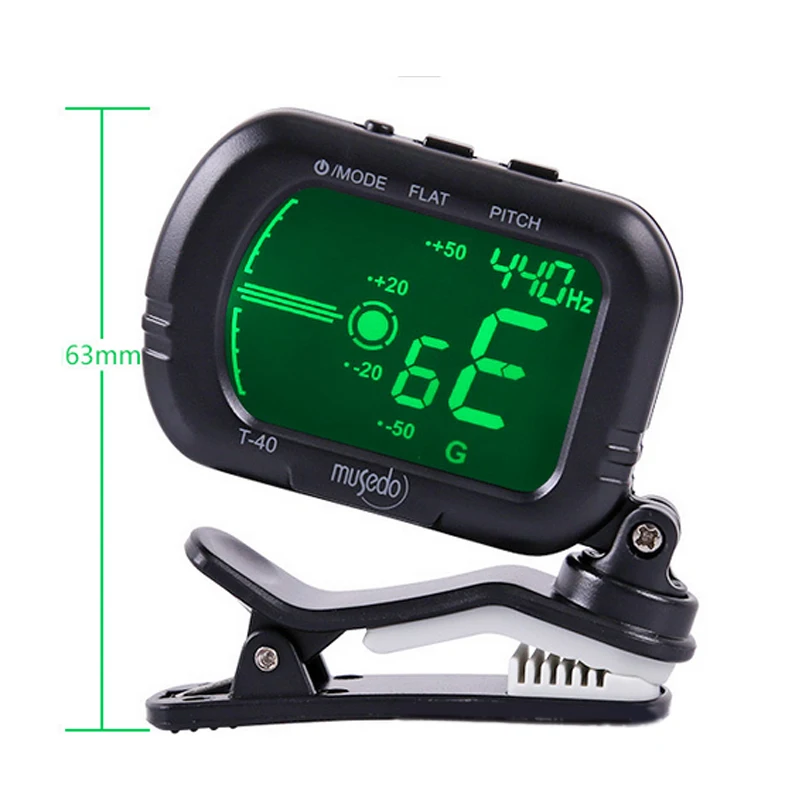 Musedo T-40 Lcd Clip-On Digital Guitar Tuner Guitar/Bass/Violin/Ukulele Tuners Black