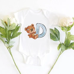 Cute Bear Baby Girls Newborn Clothes Fashion Korean Summer 2021 New Toddler Bodysuit Slim Cozy Baby Romper Letter Cartoon Onesie