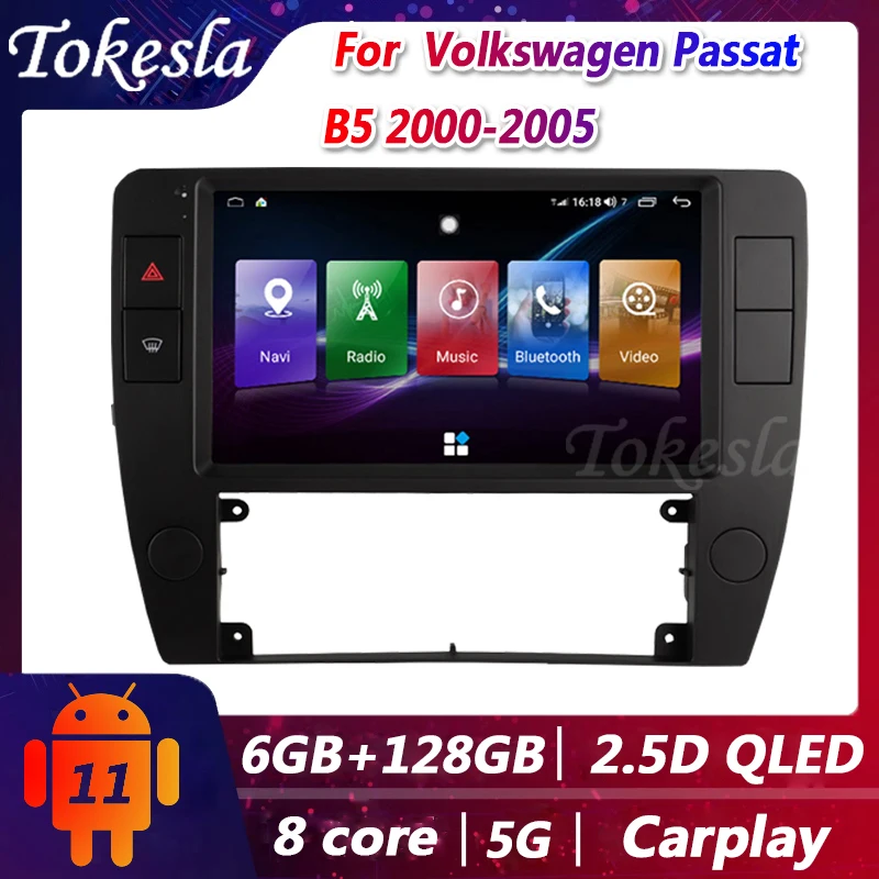 

Tokesla Car Radio For Volkswagen Passat B5 Android 11 2 din Auto Central Multimedia Navigation Dvd Player GPS Bluetooth Screen