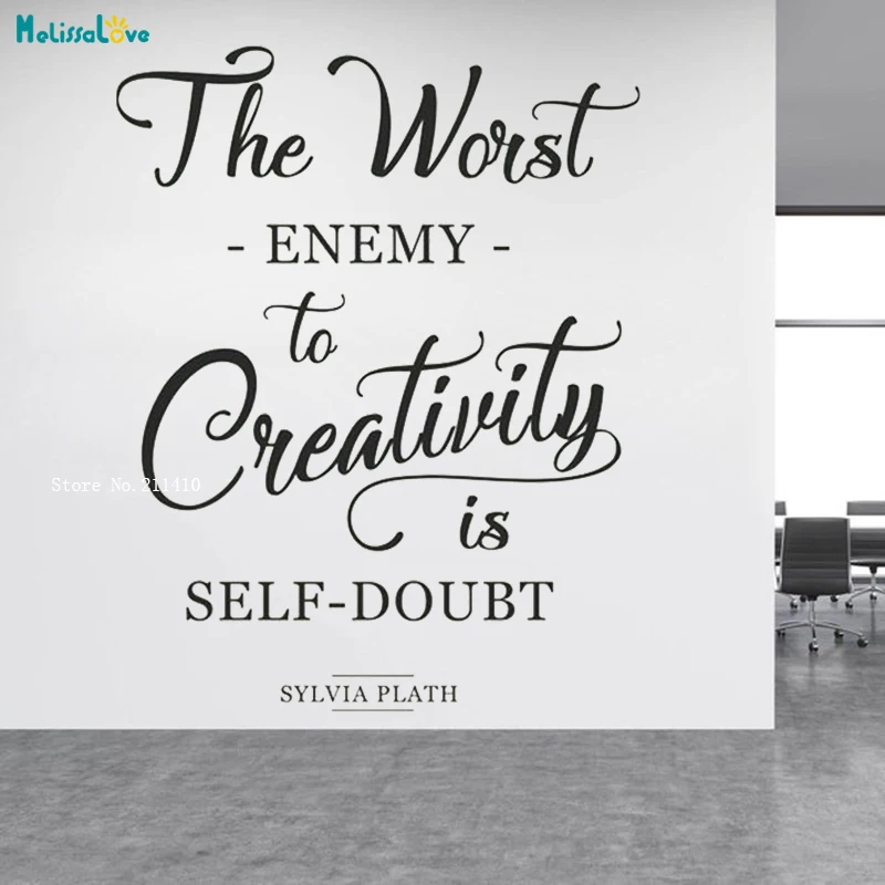 The Worst Enemy to Creativity Wall Sticker Studio Office Decor Removable Vinyl Quote Removable Murals Art YT4460