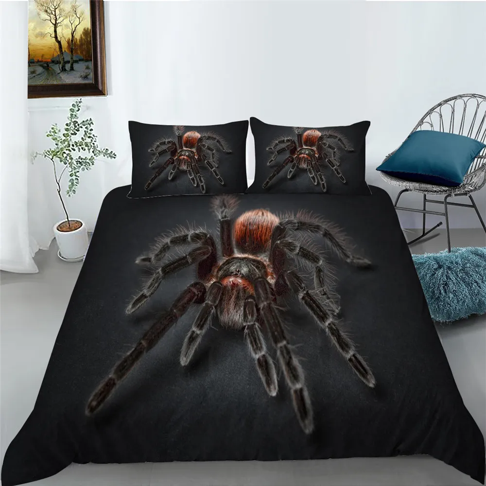 Home Bed Clothes Black Background Newly Fashion Spider Printing Duvet Cover Set 2/3 Pcs Bedding Cover Suit Unique Design