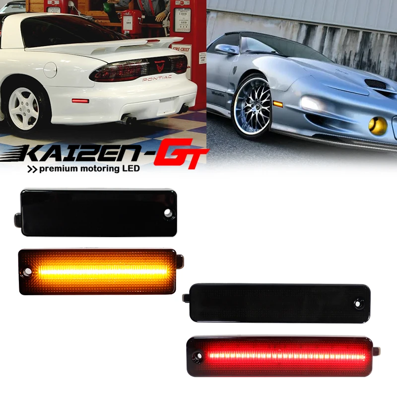 CAN-bus Error Free Front White / Amber Rear Red Full LED Side Marker Lights Fender Flare Lights For 1998-2002 Pontiac Firebird