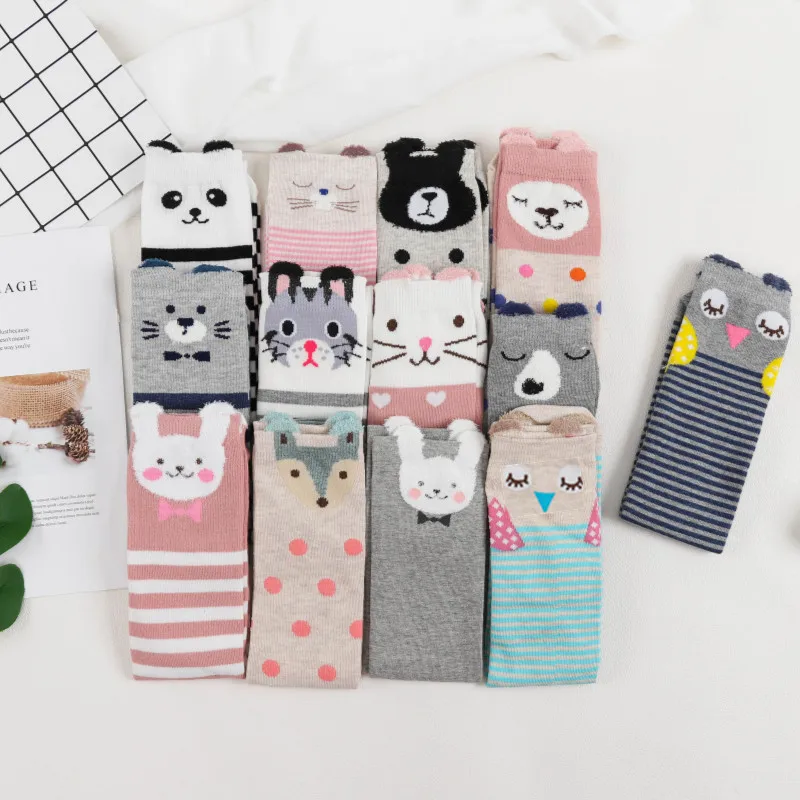 Cartoon Socks for Children Animal Bear Baby Knee High Cotton Socks Long Warmers Socks Boy Socks Girl