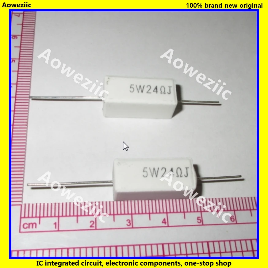 10Pcs RX27 Horizontal cement resistance 5W 24 ohm 24R 24RJ 5W24RJ 5W24ohm Ceramic Resistance precision 5% Power resistance