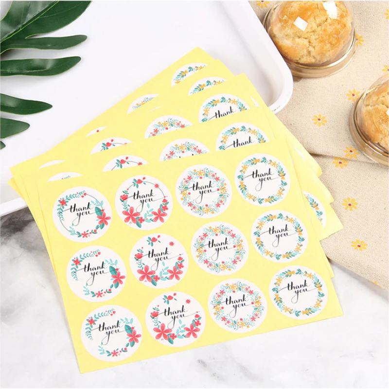 120pcs/lot Lovely Round Colored Garland Thank you Seal Sticker DIY Multifunction Seal Sticker Gift Sticker Gift Label