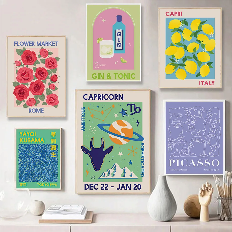 Matisse Picasso Cocktail Zodiac Astrology Wall Art Canvas Painting Nordic Posters And Prints Abstract Pictures For Home Decor